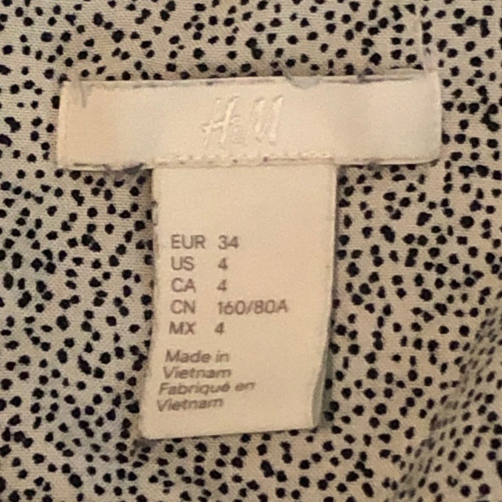 H&M Women 3/4 Sleeves Polka Dot Mini Dress Size 4 - Picture 8 of 8